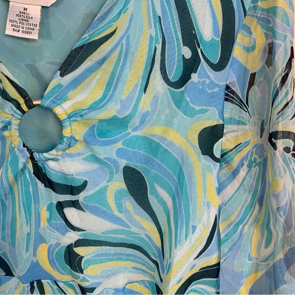 Allison Taylor VTG y2k Printed 100% Silk Blouse - Picture 11 of 14